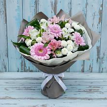 Букет цветов из:  Герберы, Альстромерии и Хризантемы в Пономаревка Оренбургская область