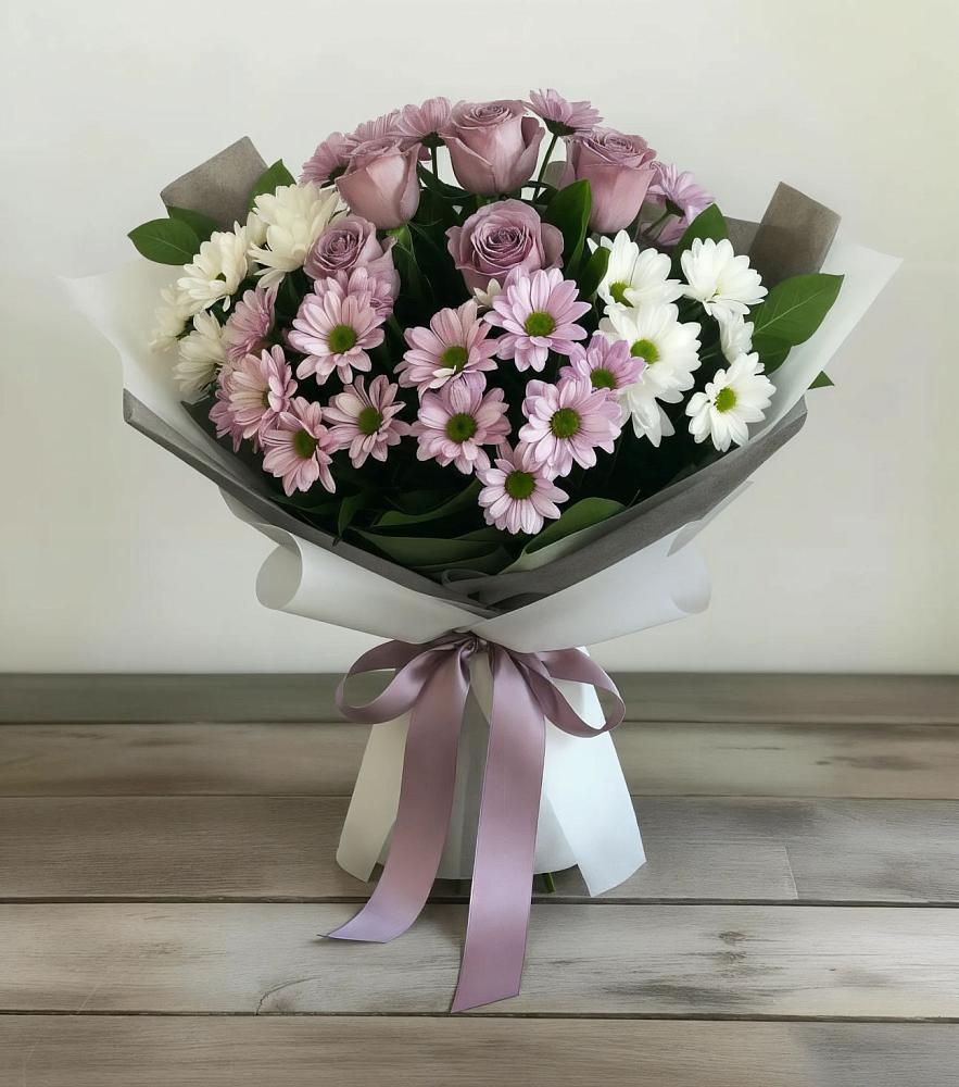 Букет цветов из: Хризантемы и Розы в Пономаревка Оренбургская область