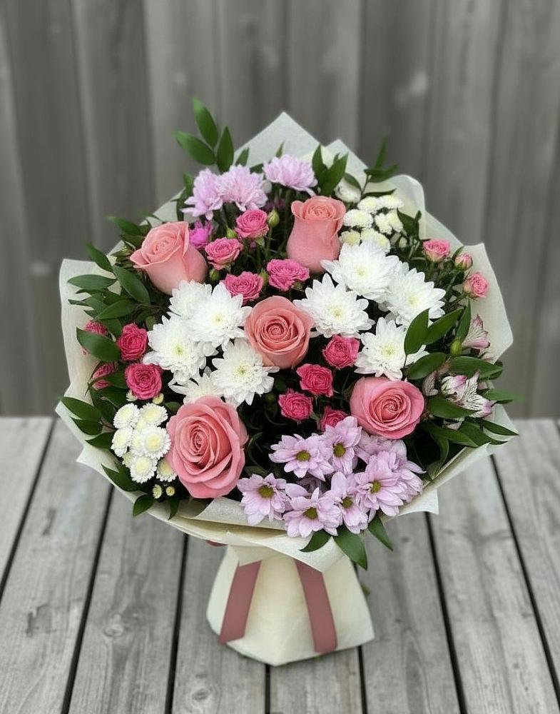 Букет цветов из: Альстромерии, Гвоздики, Розы и Хризантемы в Пономаревка Оренбургская область