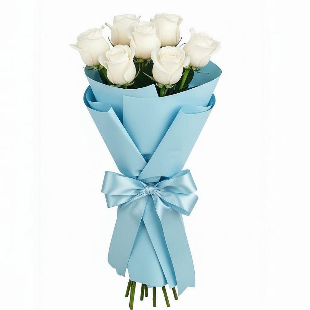 Букет 7 белых роз Проуд в Пономаревка Оренбургская область