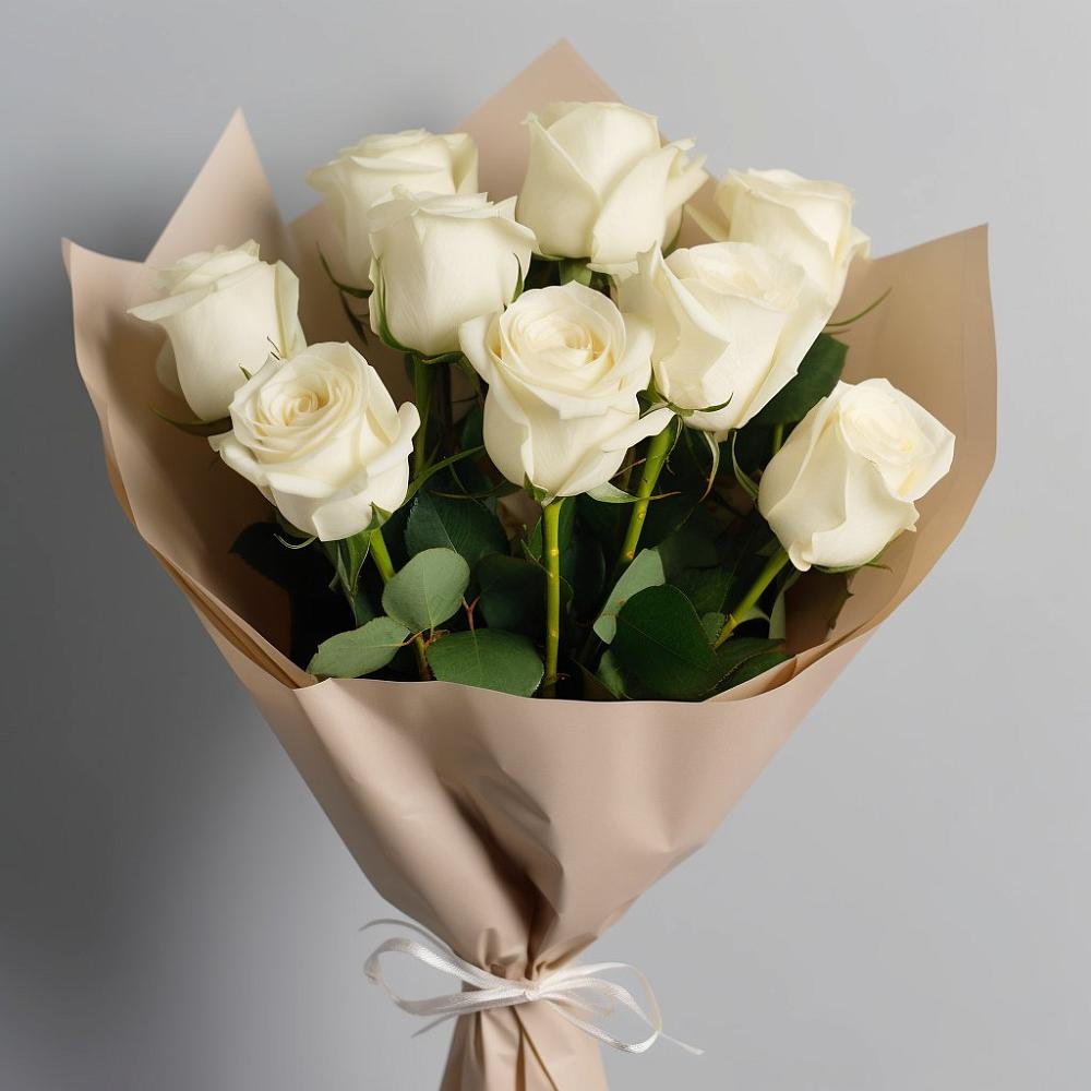 Букет 9 Белых роз Эдлесс Лав в Пономаревка Оренбургская область