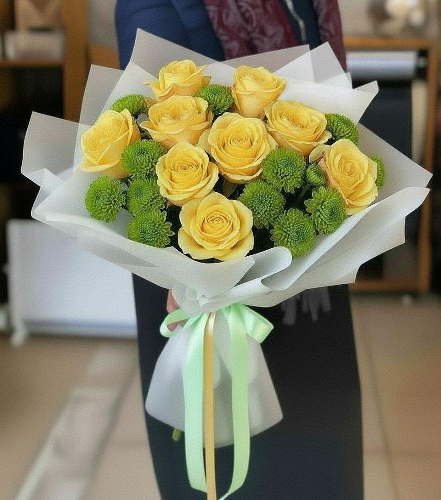 Букет цветов из: Хризантемы и Розы в Пономаревка Оренбургская область