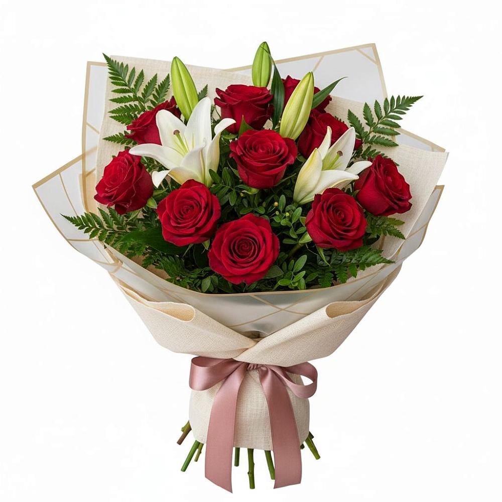 Букет цветов из: Лилии и Розы в Пономаревка Оренбургская область