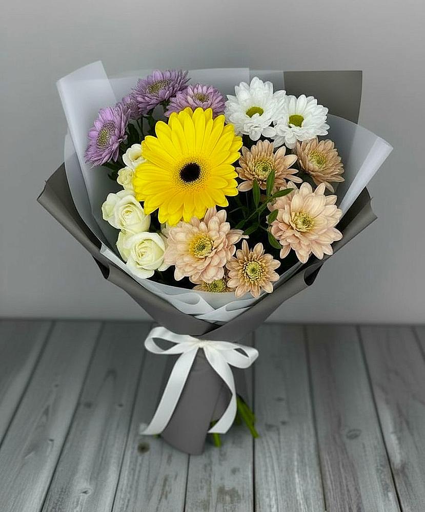 Букет цветов из: Розы, Герберы и Хризантемы в Пономаревка Оренбургская область