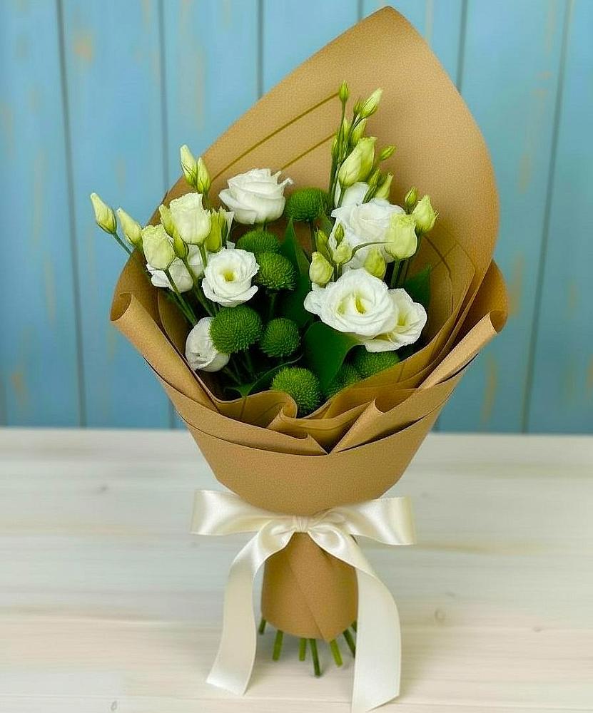 Букет цветов из: Хризантемы и Лизиантусы в Пономаревка Оренбургская область