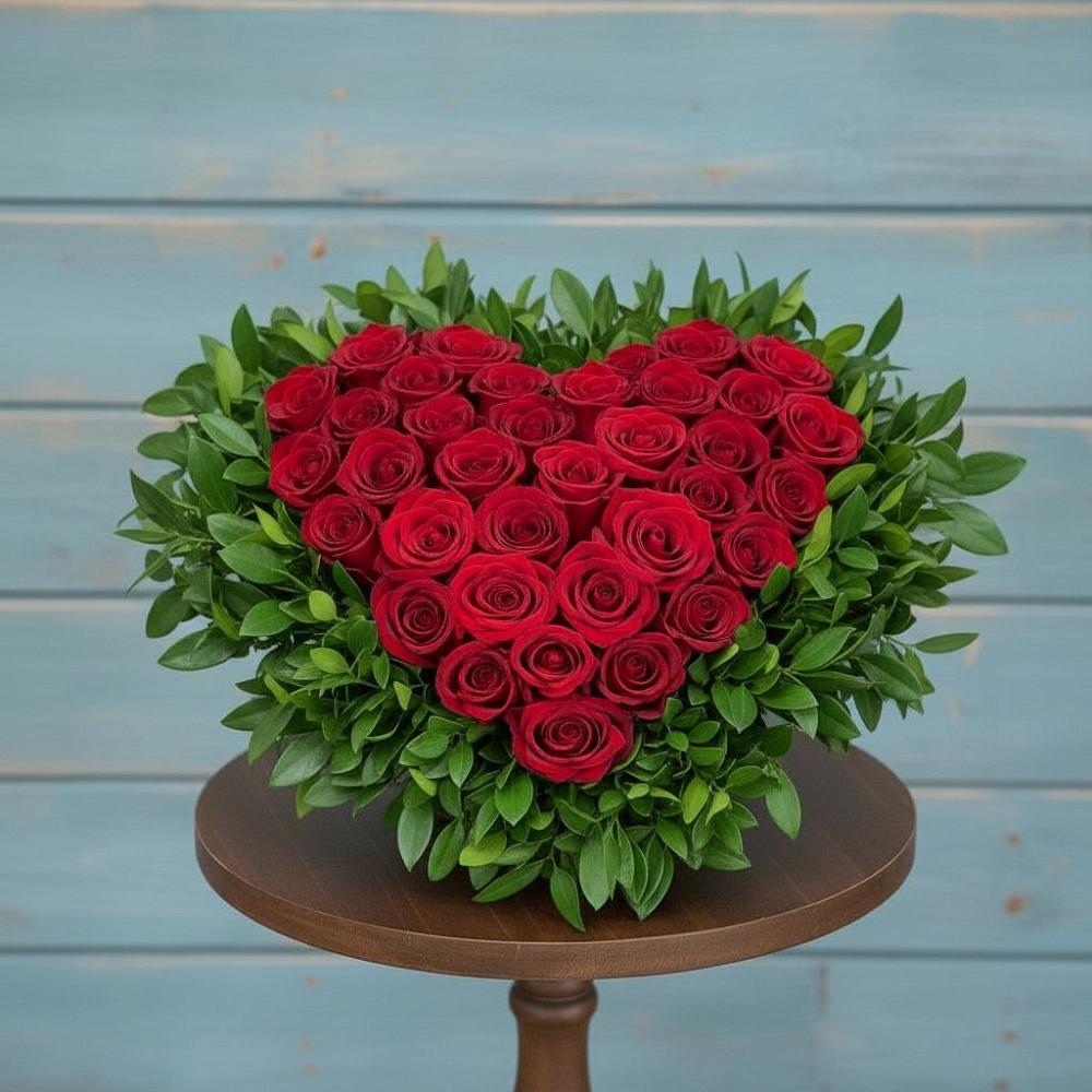 Цветочная композиция из Розы в виде сердца в Пономаревка Оренбургская область