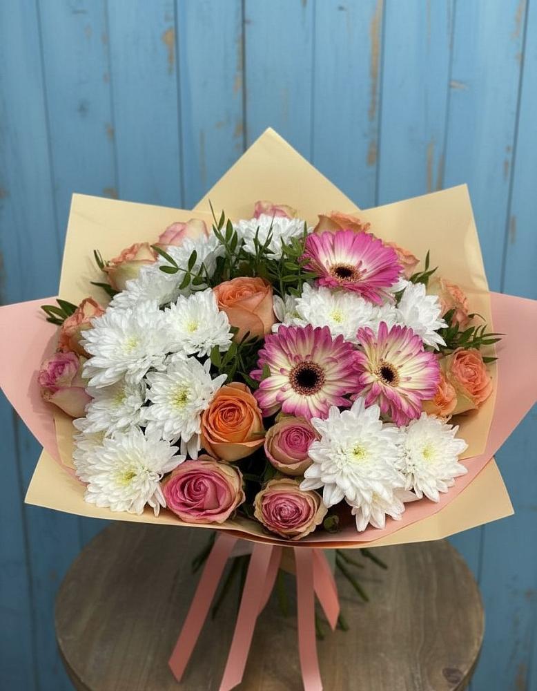 Букет цветов из: Розы, Герберы и Хризантемы в Пономаревка Оренбургская область