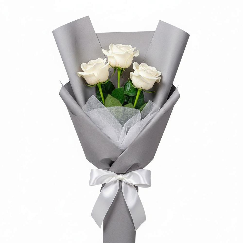 Букет 3 белые розы в Пономаревка Оренбургская область
