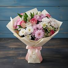 Букет цветов из:  Хризантемы, Альстромерии и Розы в Пономаревка Оренбургская область