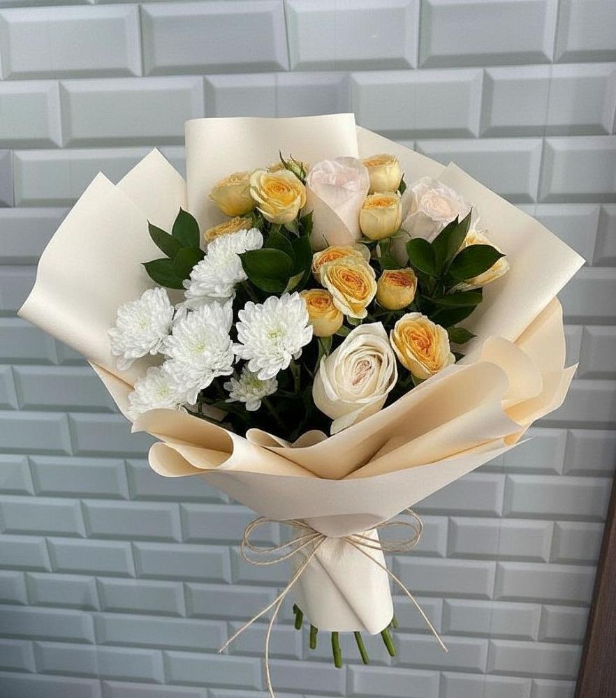 Букет цветов из: Розы и Хризантемы в Пономаревка Оренбургская область