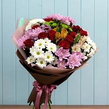 Букет цветов из:  Розы, Хризантемы и Альстромерии в Пономаревка Оренбургская область