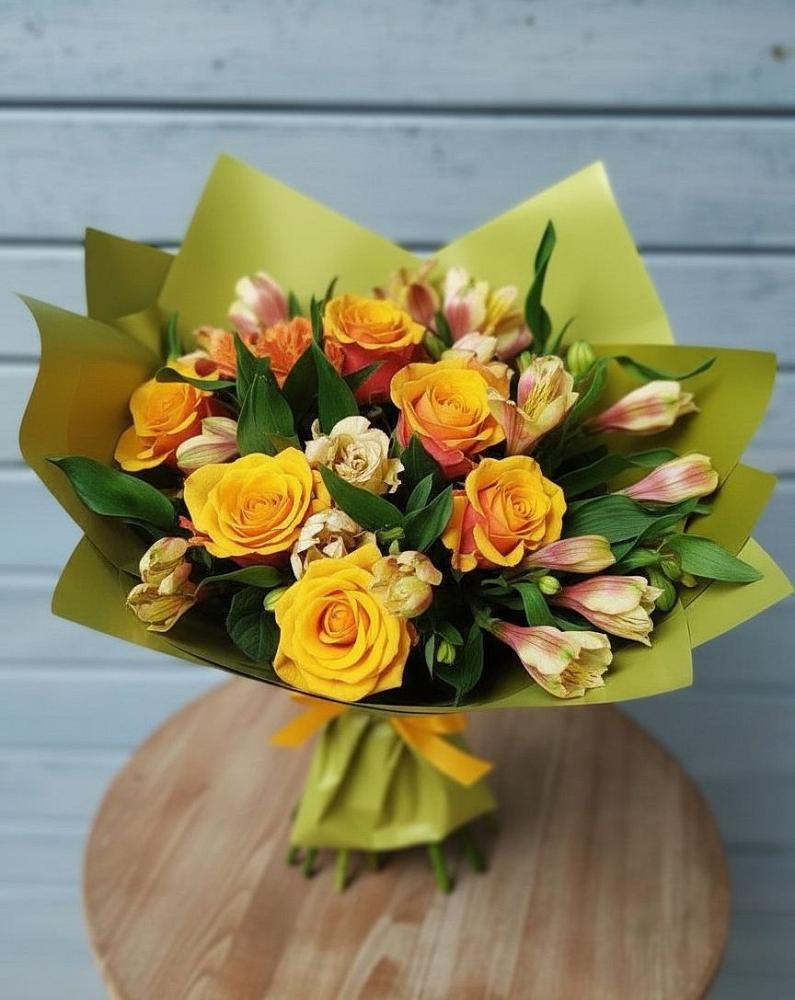Букет цветов из: Альстромерии и Розы в Пономаревка Оренбургская область