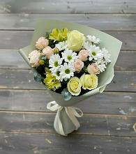 Букет цветов из:  Альстромерии, Розы и Хризантемы в Пономаревка Оренбургская область