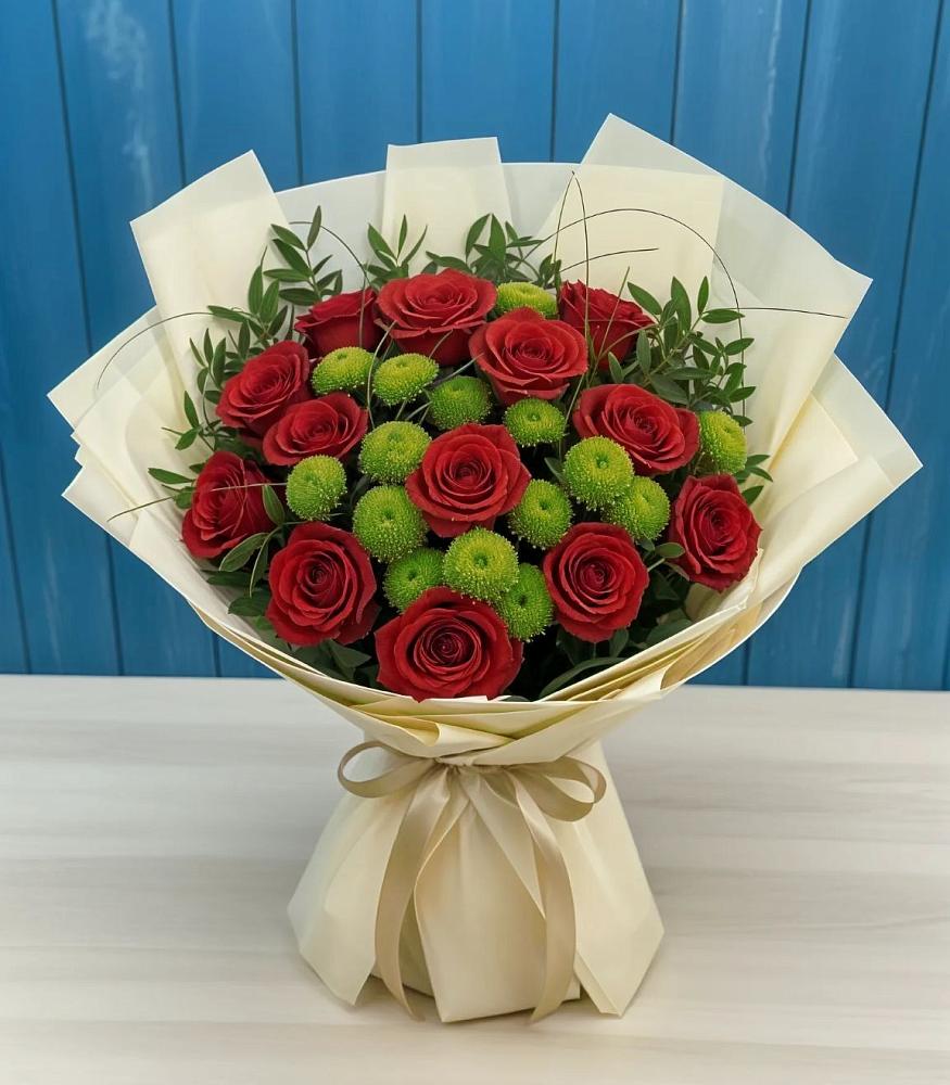 Букет цветов из: Розы и Хризантемы в Пономаревка Оренбургская область